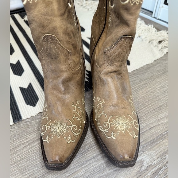 Laredo Women’s Jasmine Cowboy Boots Leather Taupe Size 6 - Picture 2 of 11
